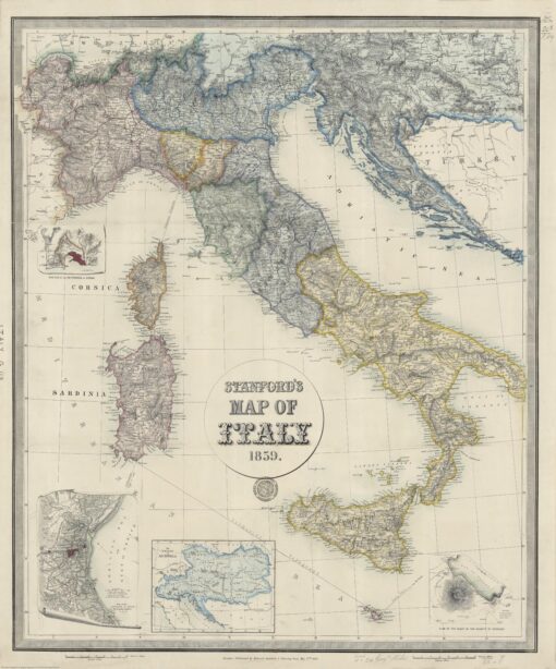 Stanford's Map of Italy (1859) by Stanfords