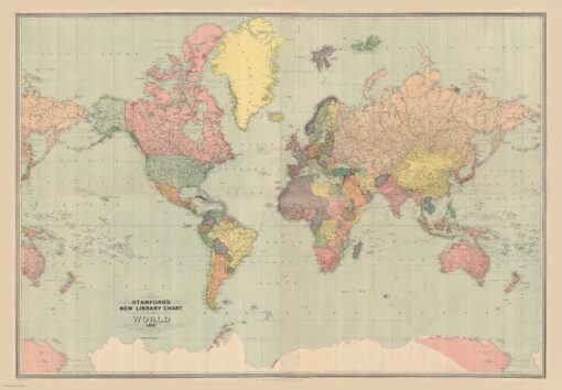 Stanford's New Library Chart of the World (1920) - Resized to 2A0 height by Stanfords