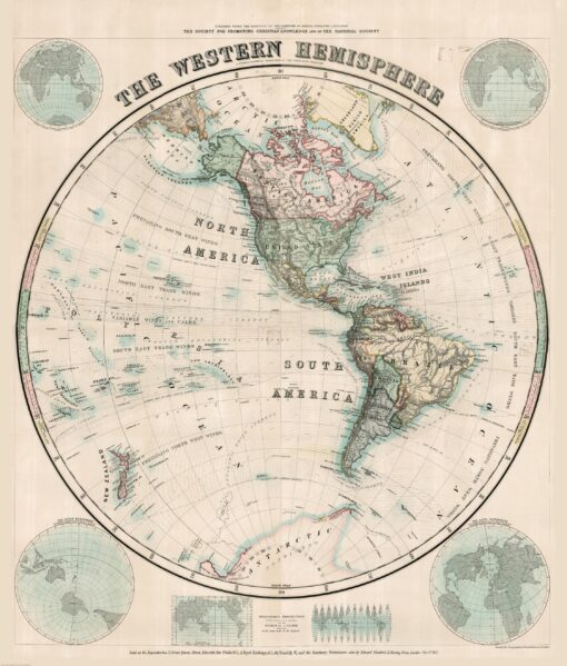 Stanford's Western Hemisphere Map (1877) - Resized to 2A0 width by Stanfords