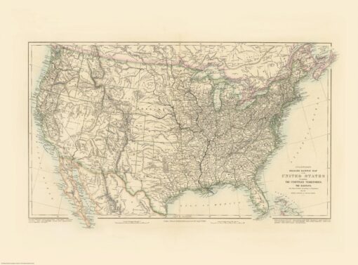 Stanford's Folio Smaller Railway Map of the United States (1876) by Stanfords