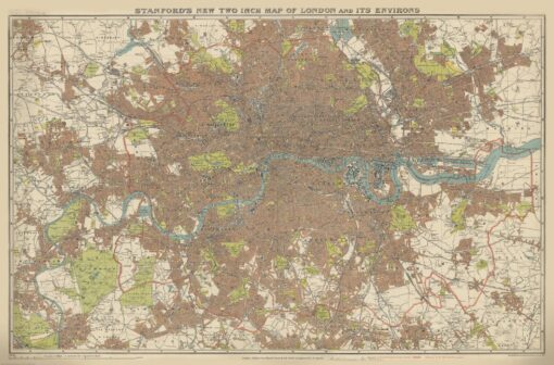 Stanford's New Two Inch Map of London (1913) by Stanfords