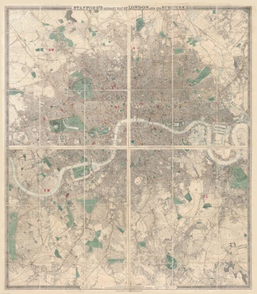 Stanford's Library Map of London and its Suburbs (1878) - Resized to 2A0 width by Stanfords