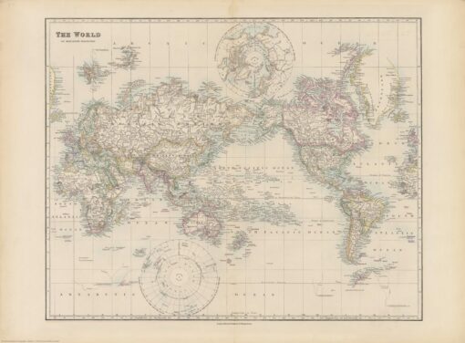 Stanford's Pacific-centred World Map (1884) by Stanfords
