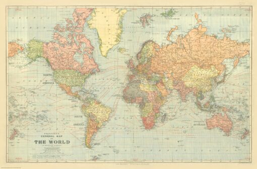 Stanford's General Map of the World on Mercator's Projection (1922) by Stanfords