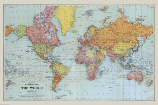 Stanford's General Map of the World (1920) Blue Version by Stanfords