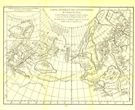 Carte Generale Des Decouvertes De Lamiral De Fonte 1752 - Published 1892 by National Geographic