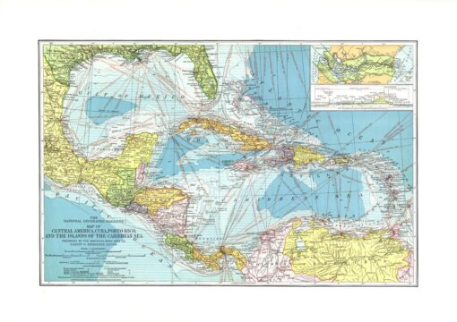 Central America, Cuba, Porto Rico, and the Islands of the Caribbean Sea - Published 1913 by National Geographic