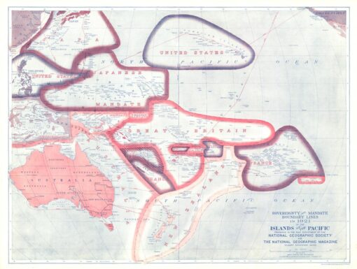 Sovereignty and Mandate Boundary Lines of the Islands of the Pacific - Published 1921 by National Geographic