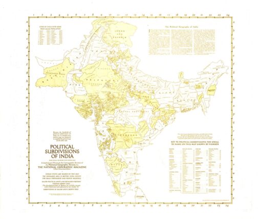 Political Subdivisions of India  -  Published 1946 by National Geographic