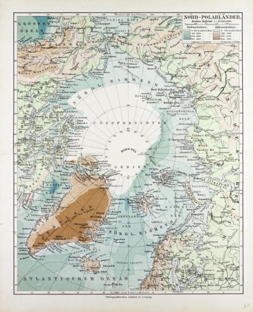 Map of Countries Around the North Pole in German (1899) by Artokoloro
