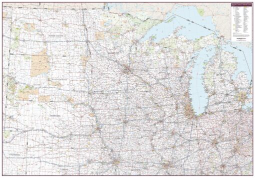 North Central United States Wall Map by Mapping Specialists