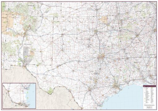 South Central United States Wall Map by Mapping Specialists