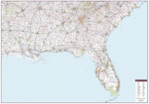 Southeastern United States Wall Map by Mapping Specialists