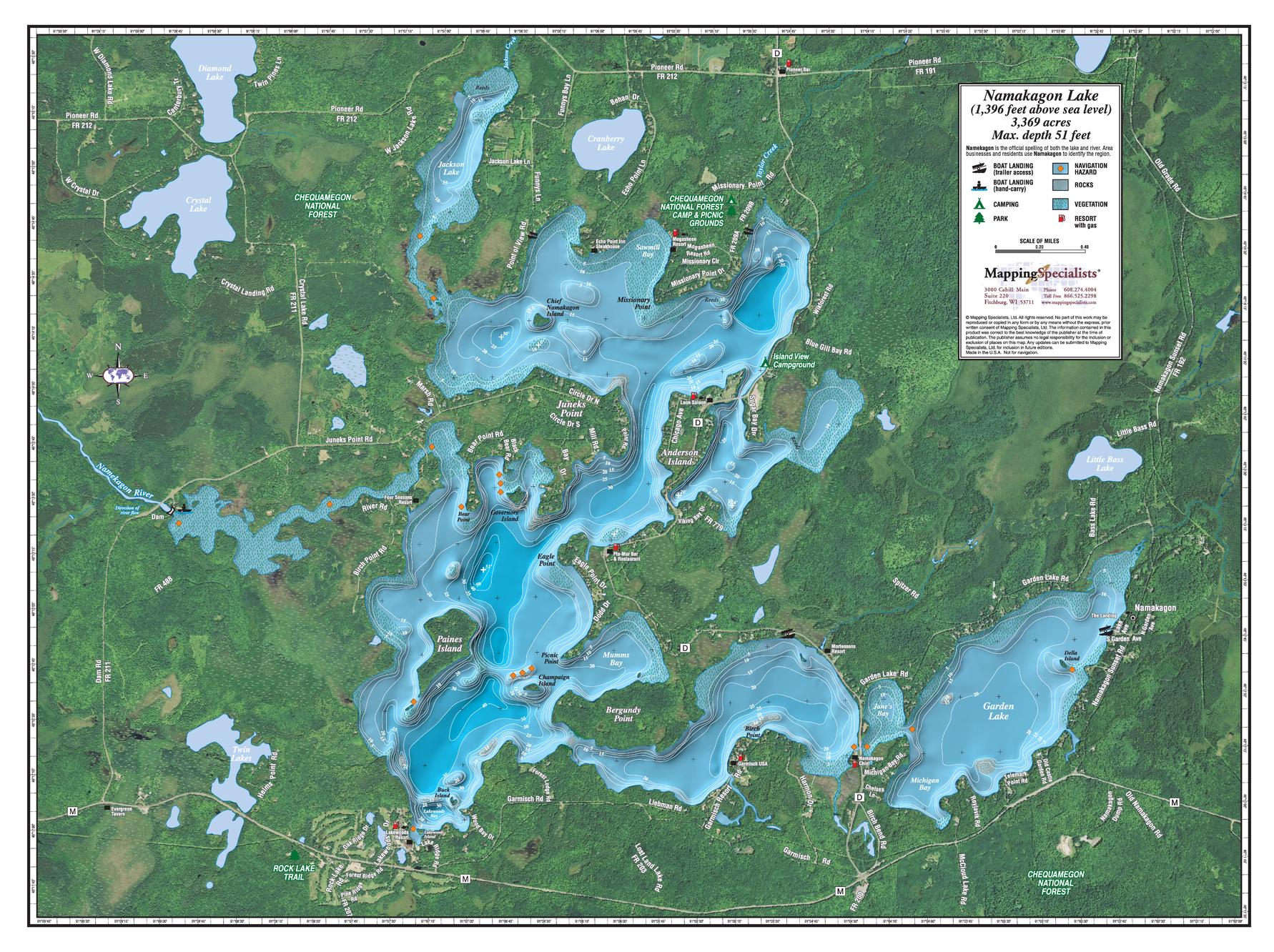 Namakagon Lake by Mapping Specialists - The Map Shop