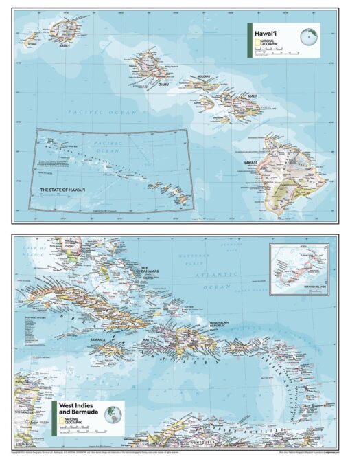 Hawaiâ€™i, West Idies and Bermuda - Atlas of the World, 11th Edition by National Geographic