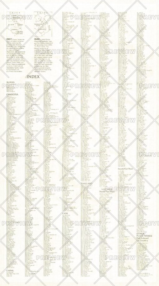 Vietnam, Cambodia, Laos and Eastern Thailand Index - Published 1965 by National Geographic