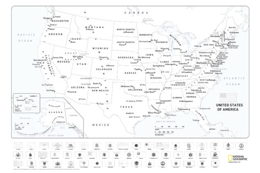United States Coloring Map with Flags by National Geographic