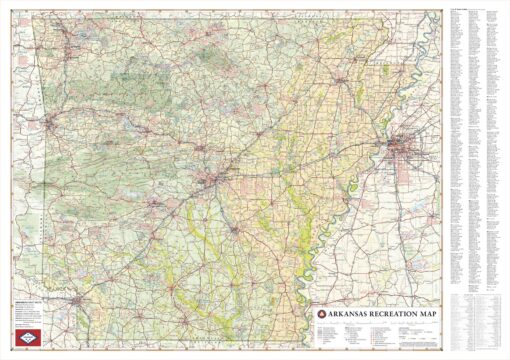 Arkansas Recreation Wall Map by Benchmark Maps