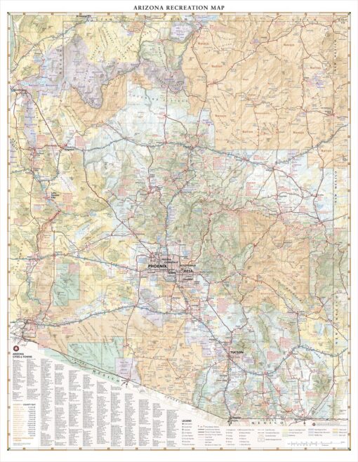 Arizona Recreation Wall Map by Benchmark Maps