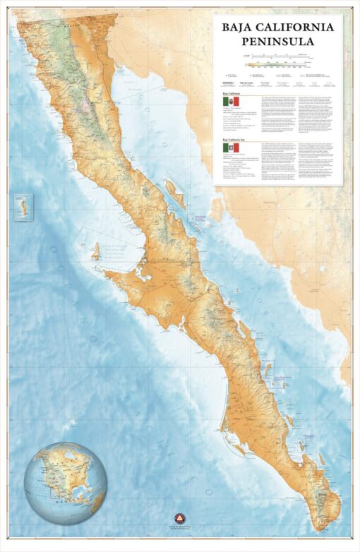 Baja California Peninsula Wall Map by Benchmark Maps