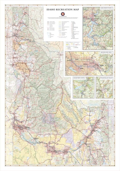 Idaho Recreation Wall Map by Benchmark Maps