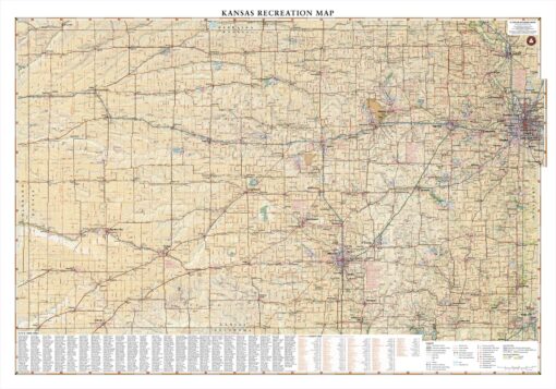 Kansas Recreation Wall Map by Benchmark Maps