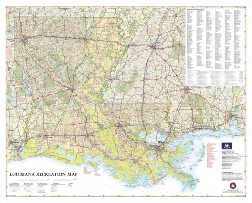 Louisiana Recreation Wall Map by Benchmark Maps