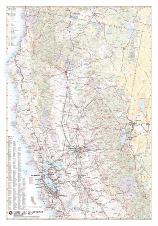 Northern California Recreation Wall Map by Benchmark Maps