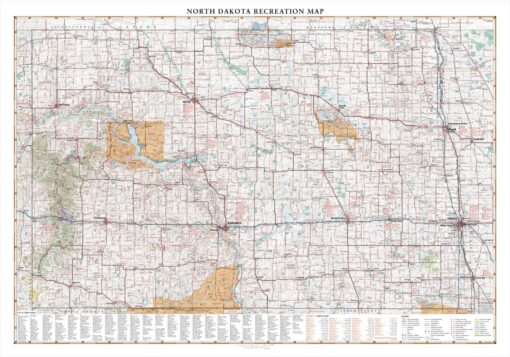 North Dakota Recreation Wall Map by Benchmark Maps