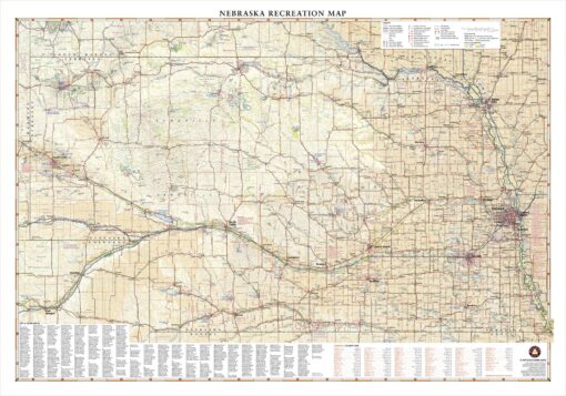 Nebraska Recreation Wall Map by Benchmark Maps