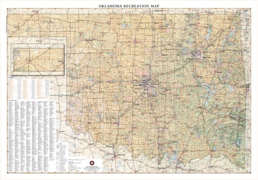 Oklahoma Recreation Wall Map by Benchmark Maps