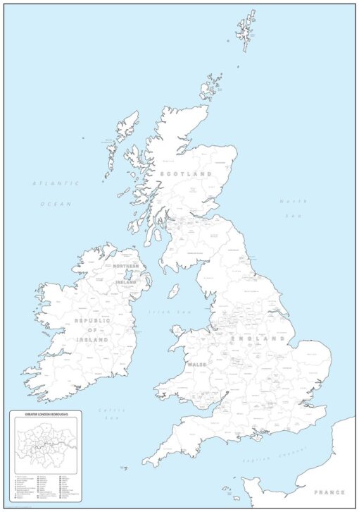British Isles Counties and Regions Coloring Map by Cosmographics