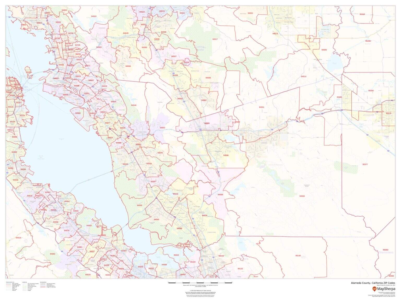 Alameda County, California ZIP Codes by MapSherpa The Map Shop
