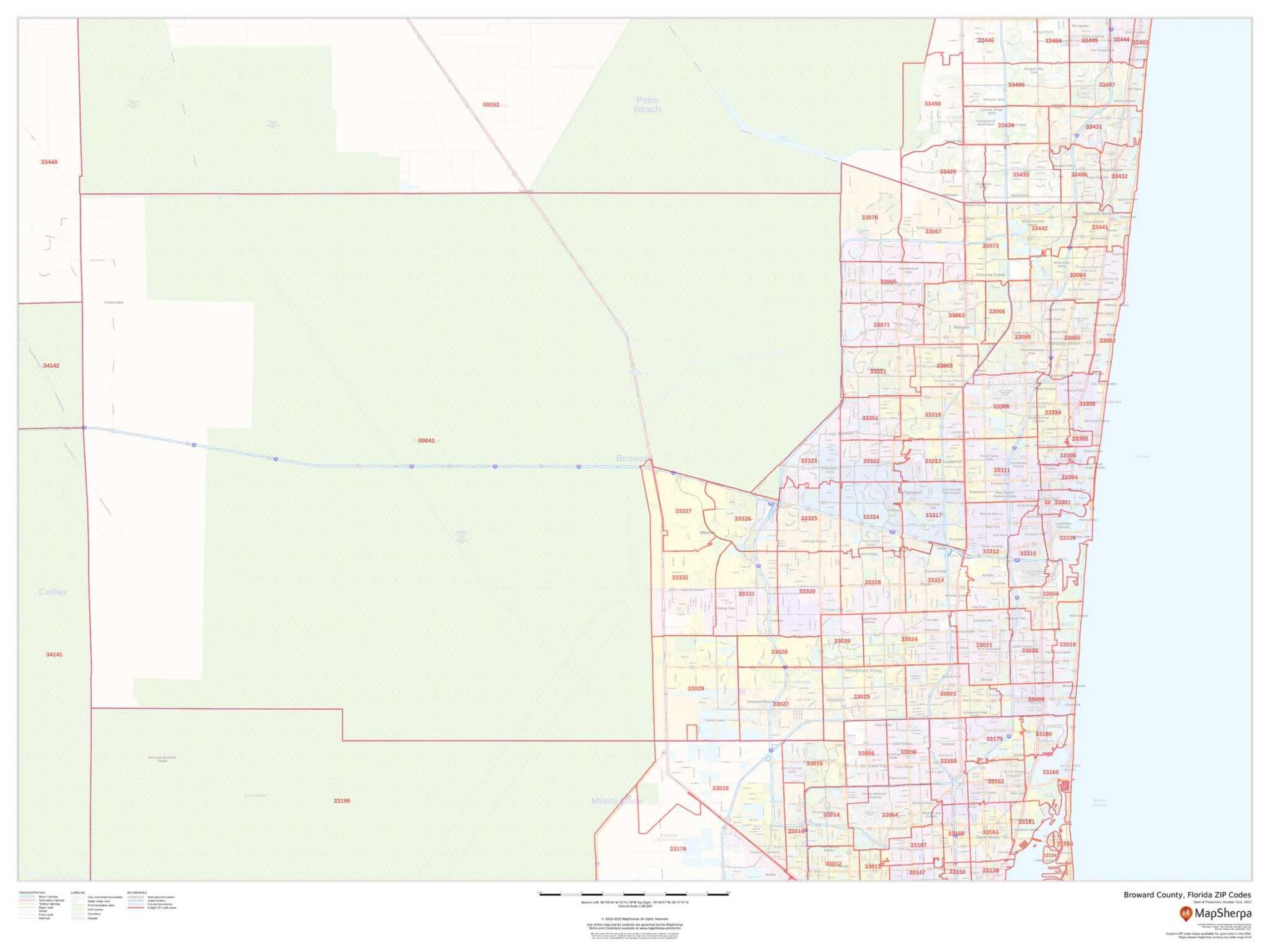 Broward County, Florida ZIP Codes by MapSherpa The Map Shop
