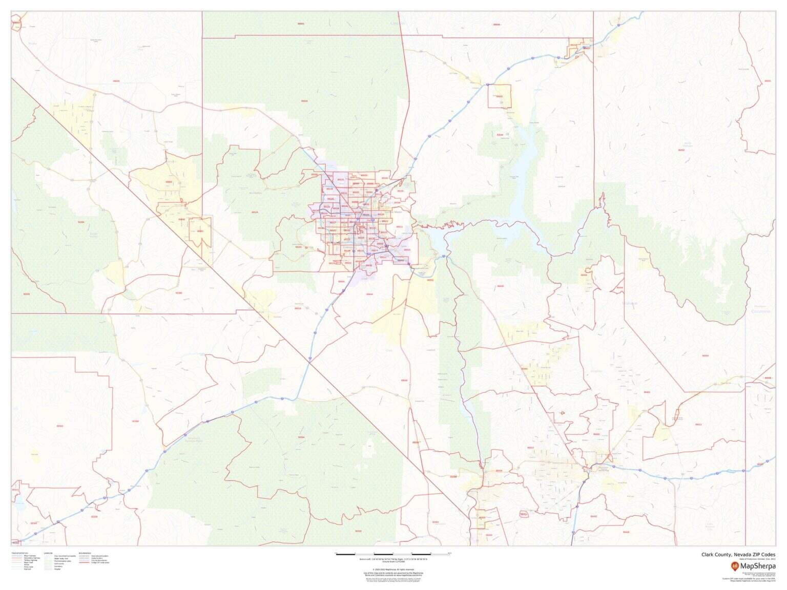 Clark County, Nevada ZIP Codes by MapSherpa The Map Shop