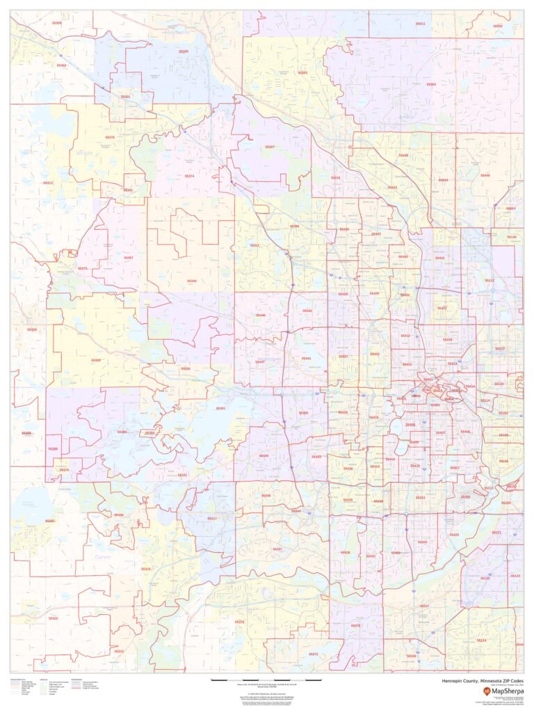 Hennepin County, Minnesota ZIP Codes by MapSherpa The Map Shop