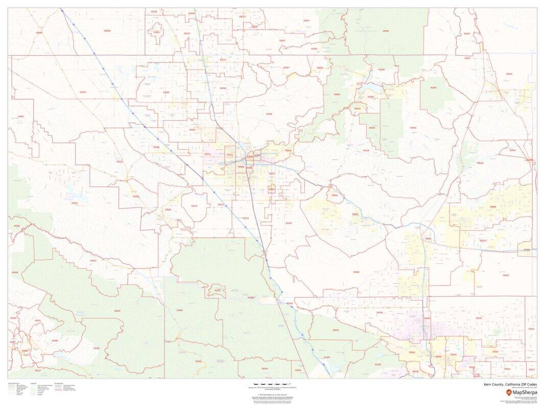 Kern County, California ZIP Codes by MapSherpa The Map Shop