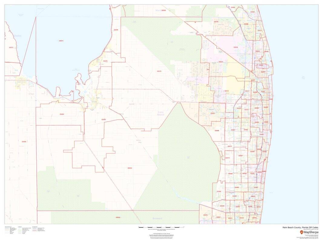 Palm Beach County, Florida ZIP Codes by MapSherpa The Map Shop