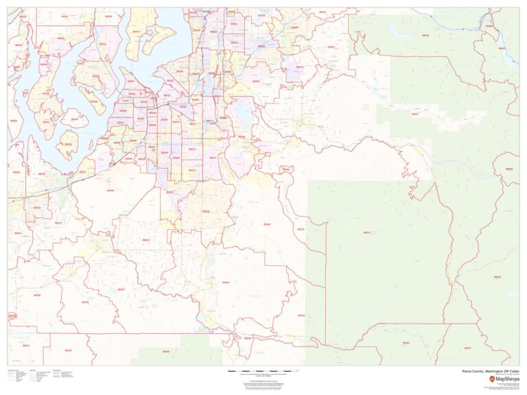 Pierce County, Washington ZIP Codes by MapSherpa The Map Shop