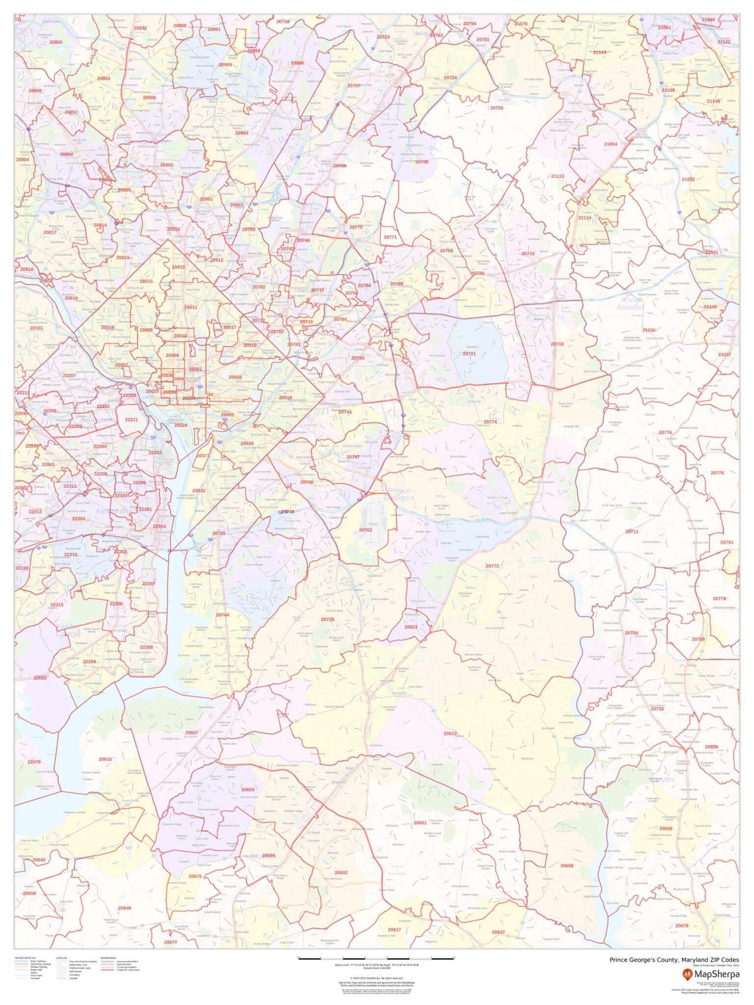 Prince County, Maryland ZIP Codes by MapSherpa The Map Shop