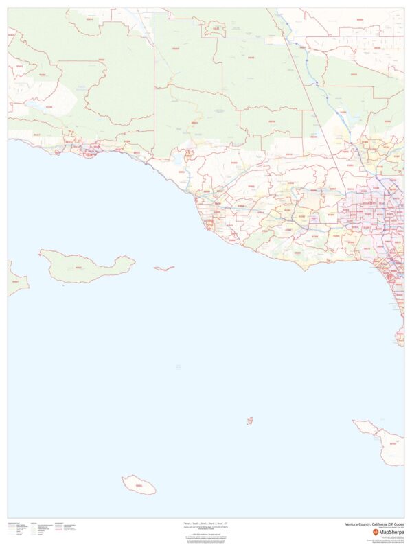 Ventura County, California ZIP Codes by MapSherpa The Map Shop