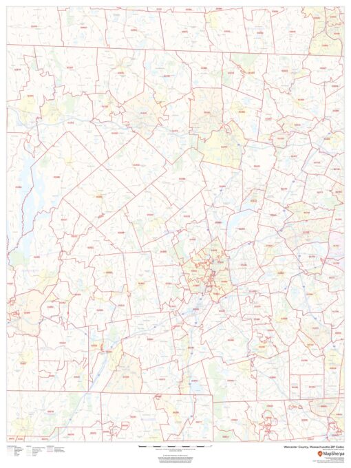 Worcester County, Massachusetts ZIP Codes by MapSherpa