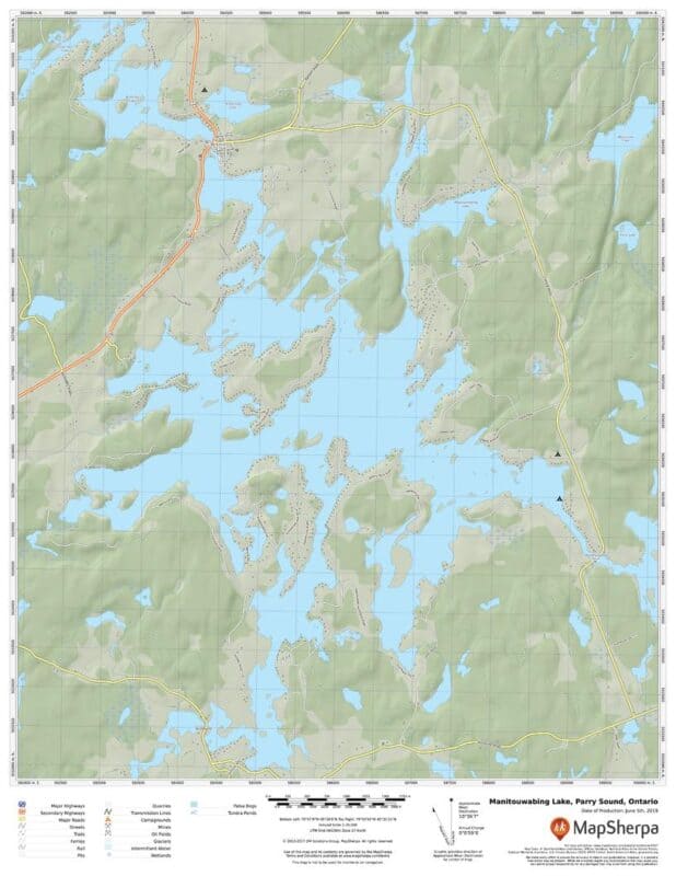 Manitouwabing Lake, Parry Sound, Ontario by MapSherpa The Map Shop