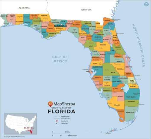 Florida Counties Map  by MapSherpa