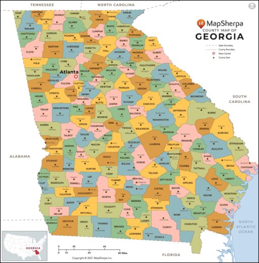 Georgia Counties Map  by MapSherpa