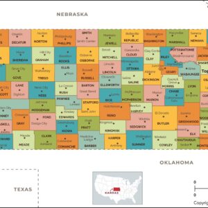 Kansas Counties Map  by MapSherpa