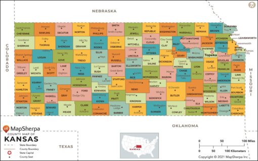 Kansas Counties Map  by MapSherpa