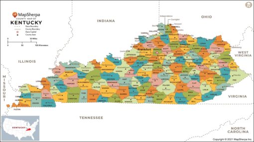 Kentucky Counties Map  by MapSherpa