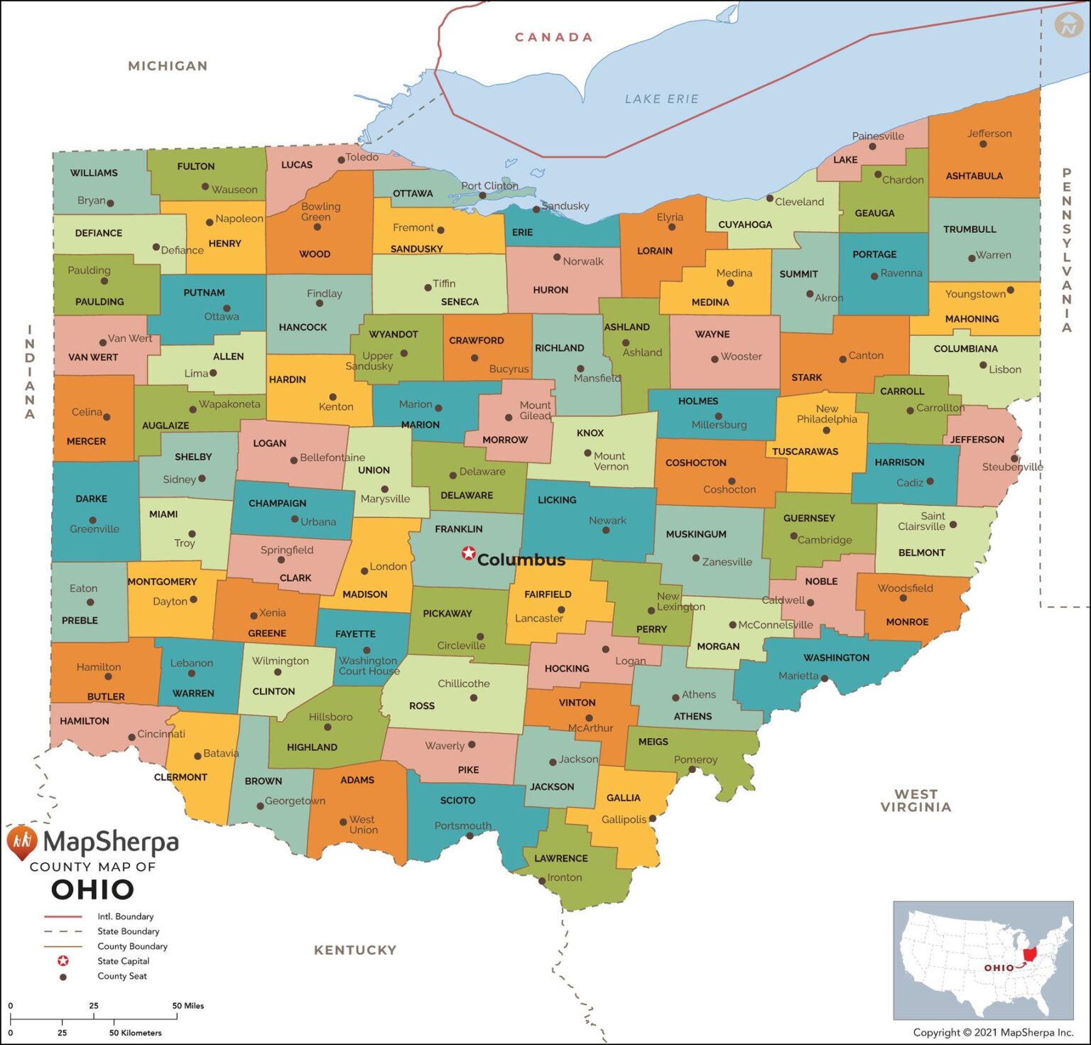 Ohio Counties Map by MapSherpa The Map Shop Ohio Counties Map by MapSherpa The Map Shop