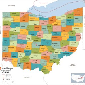 Ohio Counties Map  by MapSherpa